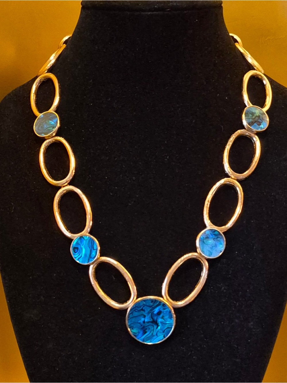 Cristine Sabatini MALDIVES Gold-Link Necklace with Blue Abalone